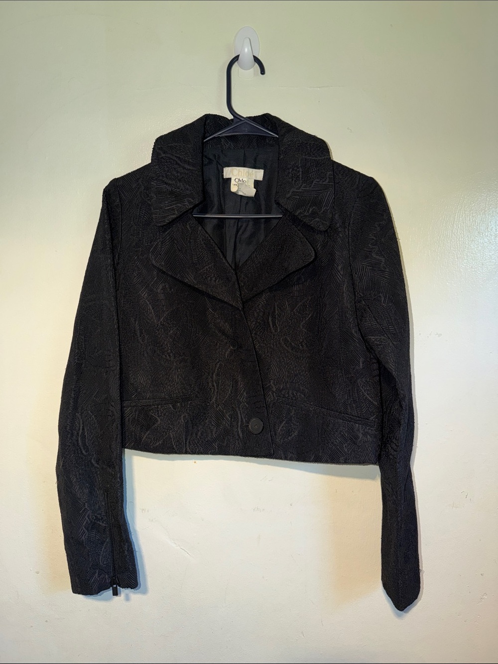 Vintage Chloe Cropped Textured Blazer Silk Size 38